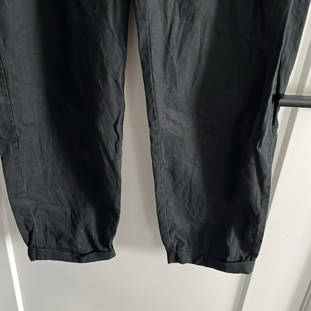 J Crew Linen Pull On Pants Black Size 10